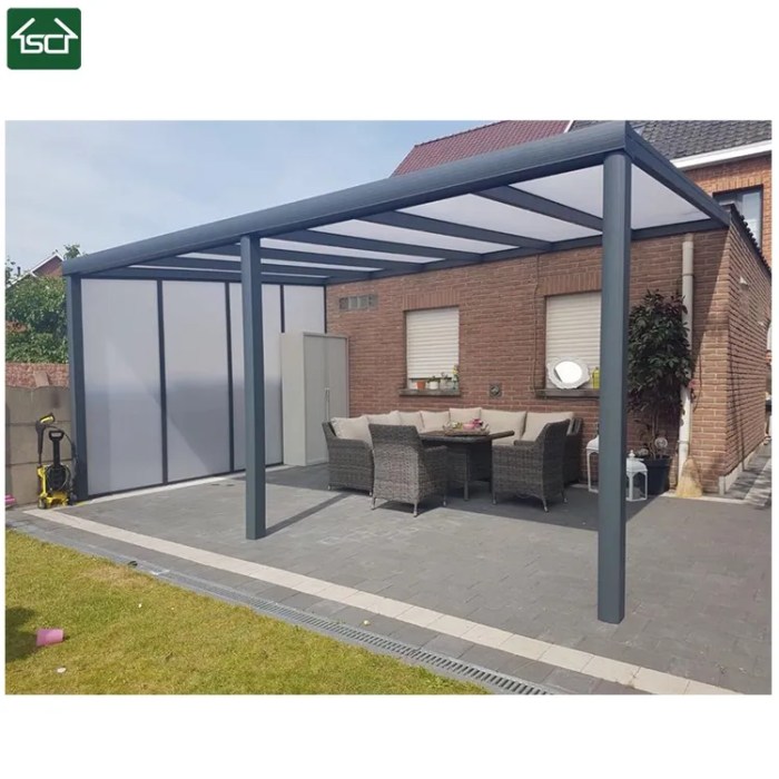 Roofing pergola corrugated polycarbonate shade